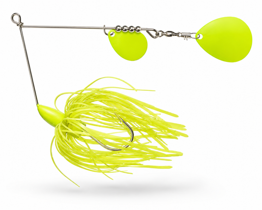 Economy - Carolina Ambush Baits 3/8 oz Premium Tandem Colorado Spinnerbait – Custom Chartreuse Bass Fishing Lure