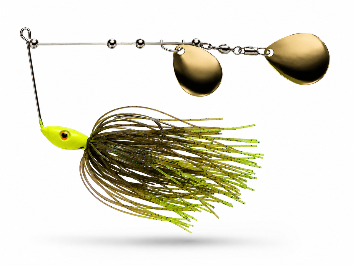 Carolina Ambush Baits 3/8 oz Premium Tandem Watermelon and Chartreuse Spinnerbait – Custom Bass Fishing Lure