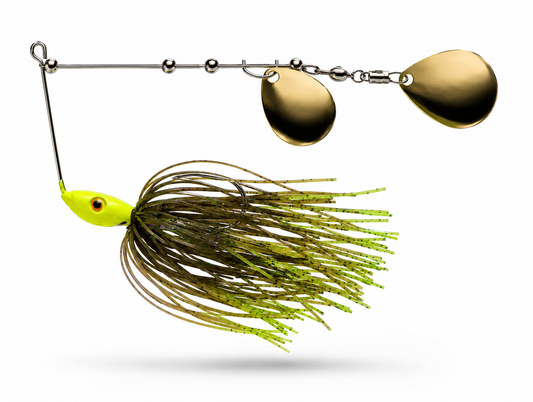 Carolina Ambush Baits 3/8 oz Premium Tandem Watermelon and Chartreuse Spinnerbait – Custom Bass Fishing Lure