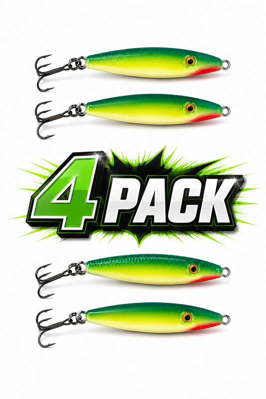 Carolina Ambush 4-Pack Drop Jig Fishing Lures Set with Treble Hooks 1oz.  /  3" Length