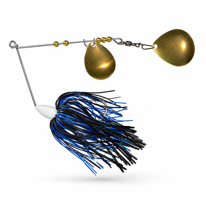 Carolina Ambush Baits Premium Tandem 3/8 oz. Black & Blue Spinnerbait – Custom Bass Fishing Lure