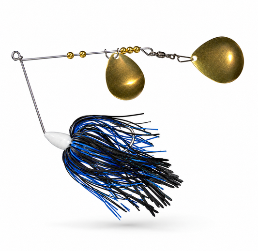 Carolina Ambush Baits Premium Tandem 3/8 oz. Black & Blue Spinnerbait – Custom Bass Fishing Lure
