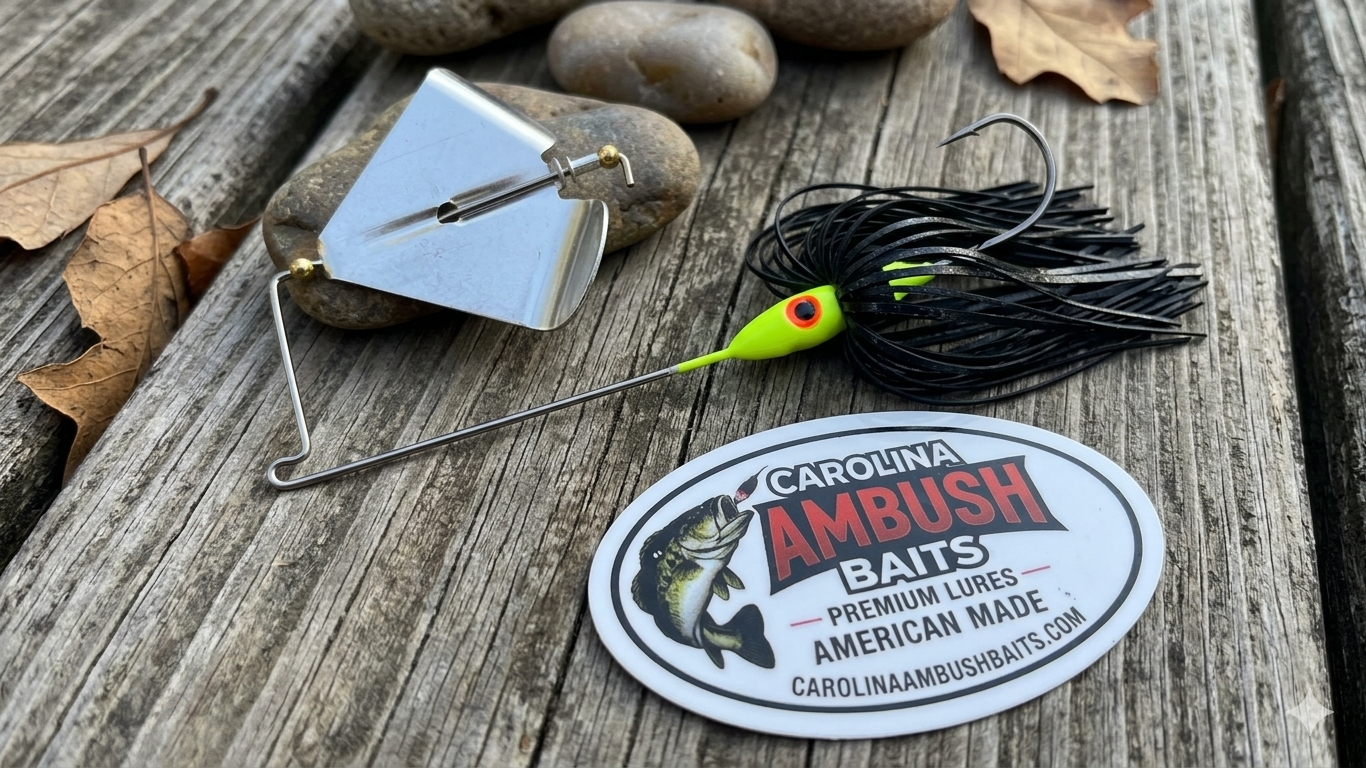 Carolina Ambush Baits Custom 3/8 oz. Topwater Buzzbait – Black Skirt & Chartreuse Head with 3/0 Hook
