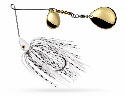 Handcrafted 3/8 oz Tandem Colorado Spinnerbait -  Salt & Pepper