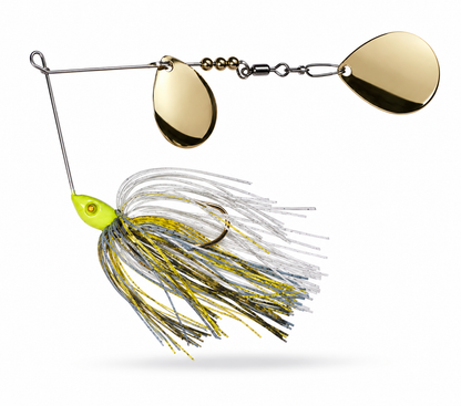 Premium Tandem Colorado Spinnerbait – Chartreuse & White (3/8 oz)