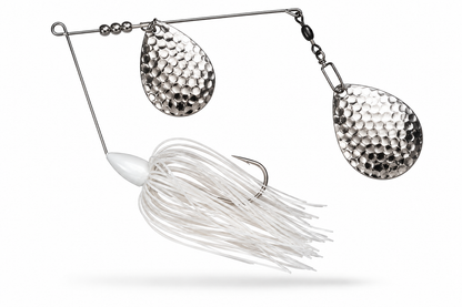 Premium Colorado Spinnerbait – White & Textured Silver (3/8 oz)