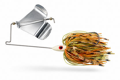 Premium Bass Buzzbait – Chartreuse & Orange Skirt with Silver Propeller