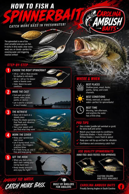 Premium Colorado Spinnerbait – White & Textured Silver (3/8 oz)