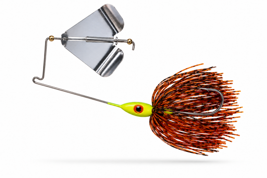 Carolina Ambush Baits Custom 3/8 oz Topwater Buzzbait with Heavy-Duty 3/0 Hook / Orange and Black Craw-Pattern