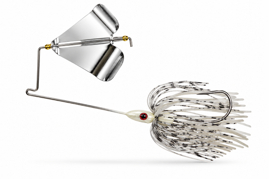 Carolina Ambush Baits Custom 3/8 oz Topwater Buzzbait with Heavy-Duty 3/0 Hook / White and Black Fleck Shad pattern